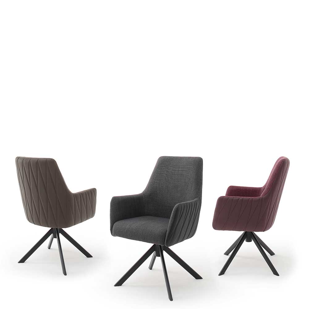 Moderne Esstisch Sessel Gray in Hellbraun und Schwarz drehbar (2er Set)