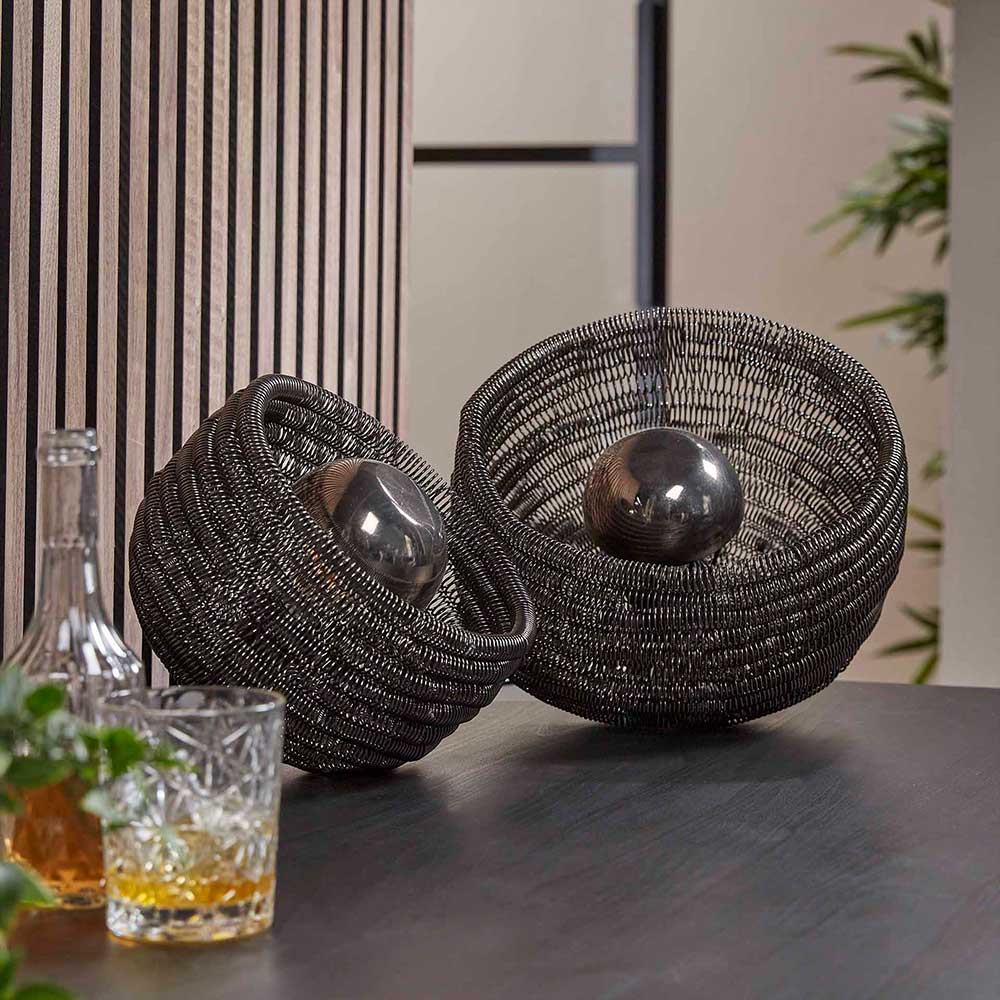 Industrie und Loft Stil Tischleuchte Namika aus Metall in Schwarz Nickel