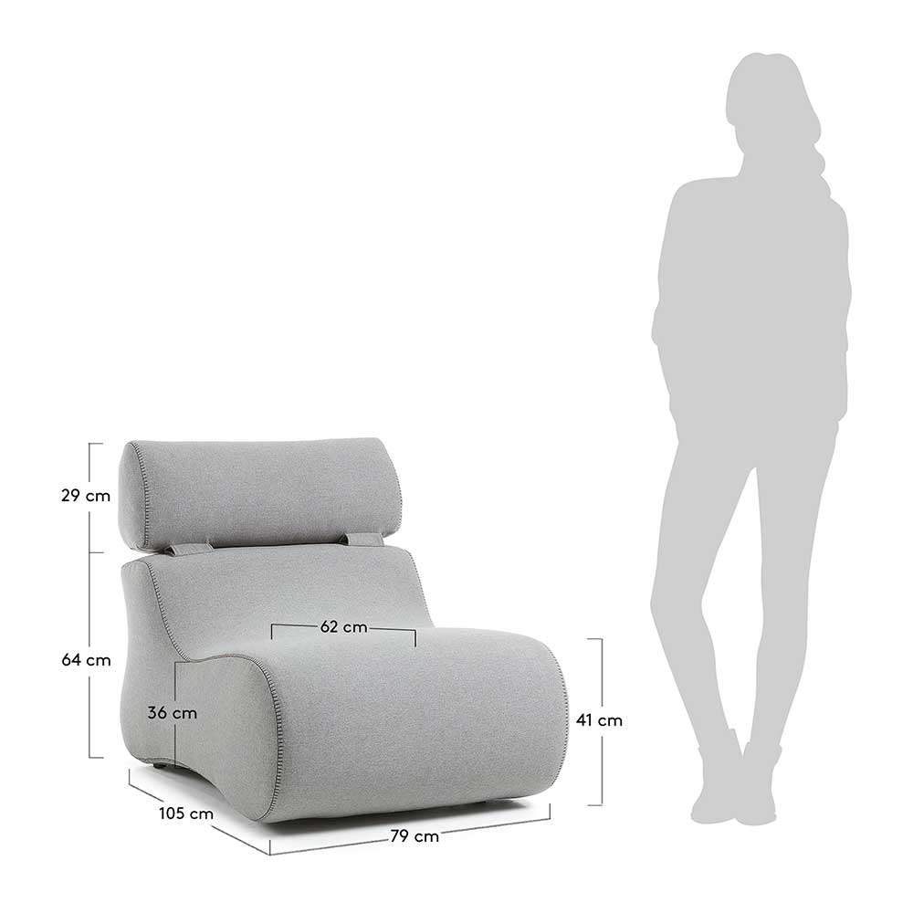 Organischer Sessel Zuzi in Hellgrau Webstoff modern