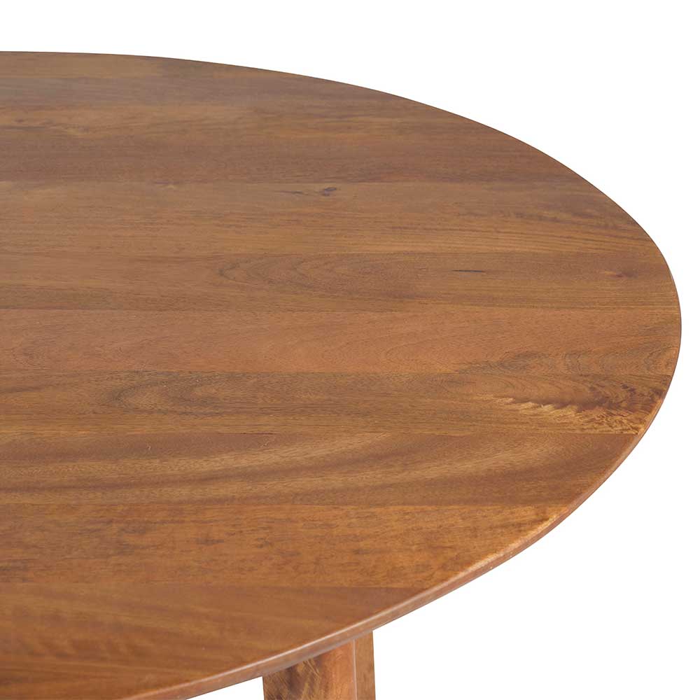 Retrostil Küchen Tisch Annabell aus Mangobaum Massivholz in Cognac Braun