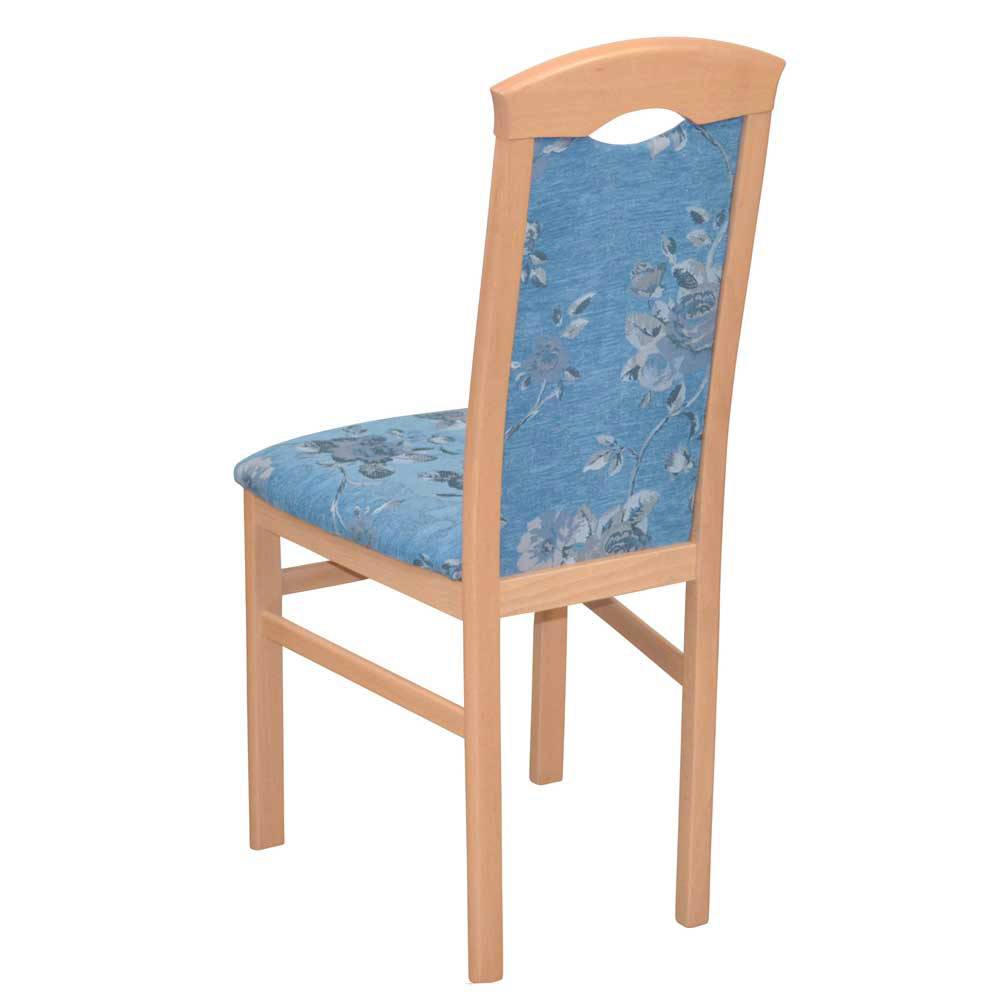 Esstisch Stühle modern Nena in Blau und Buchefarben (2er Set)