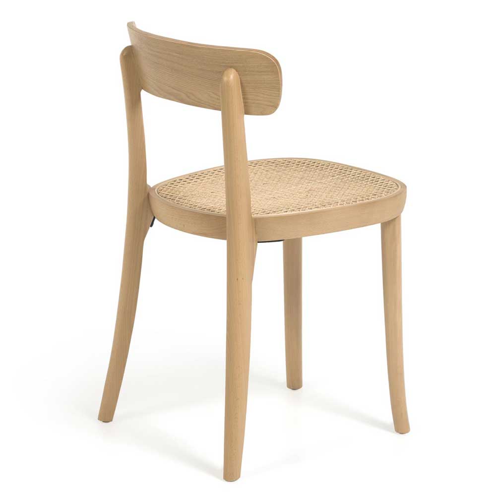 Küchen Stühle Pragoro in Beige - Sitzfläche aus Rattan Geflecht (2er Set)