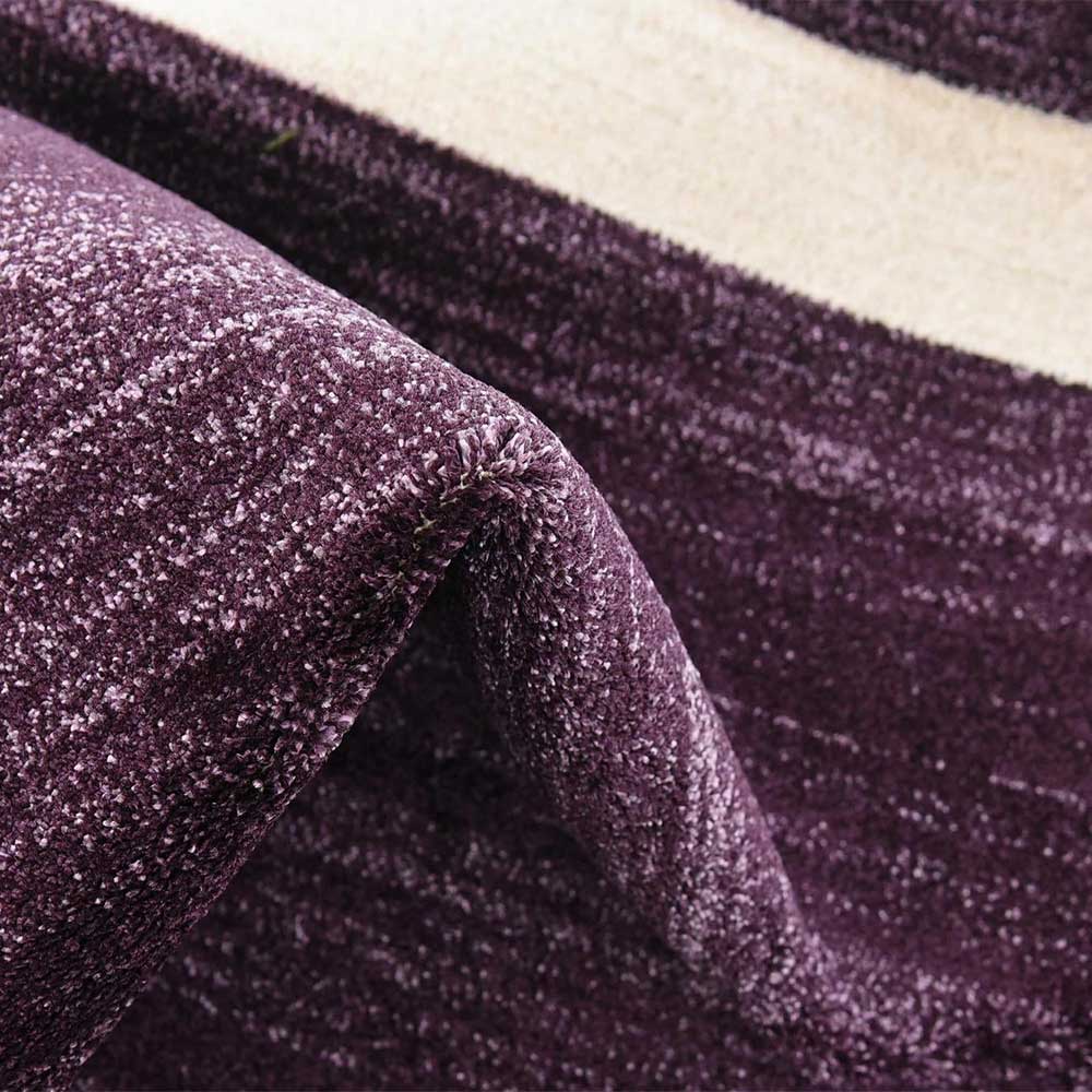 Kurzflor Teppich Adendro in Violett und Cremefarben - modernes Design
