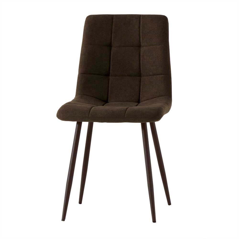 Braune Esstisch Stühle Tangora mit Steppungen und Metallgestell (4er Set)