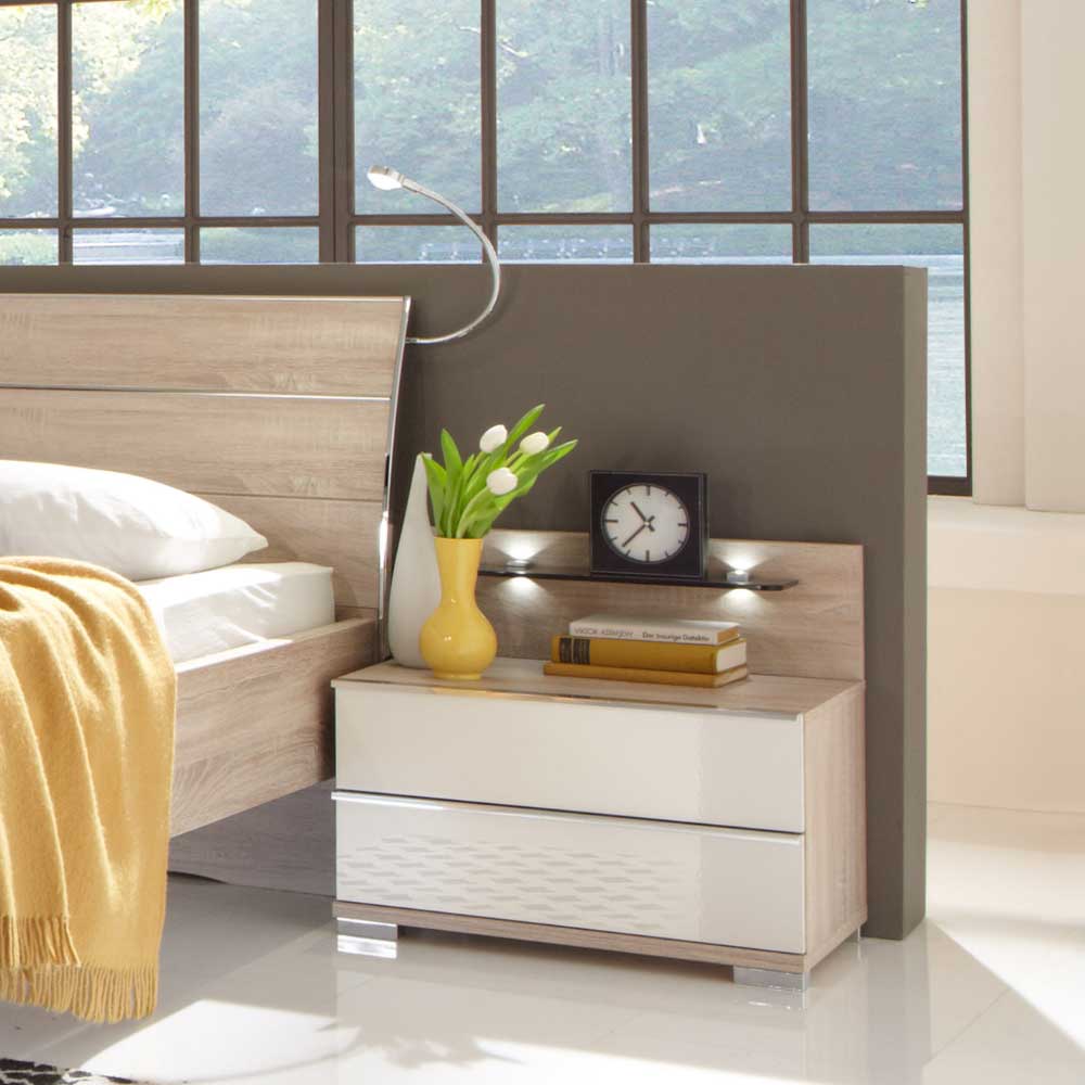 Schlafzimmer Einrichtung Andryas in Creme Weiß Eiche Sonoma komplett (vierteilig)