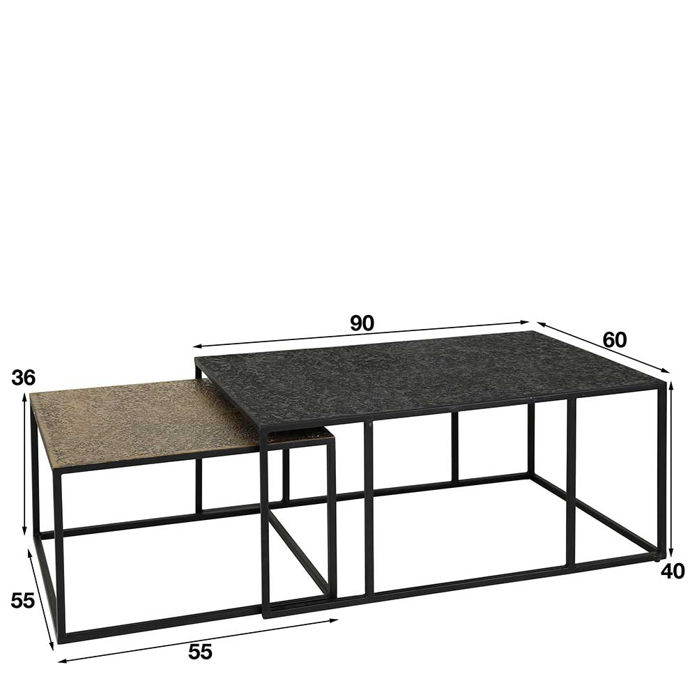 Wohnzimmer Tisch Set Pingdong aus Metall mit Bügelgestell (zweiteilig)