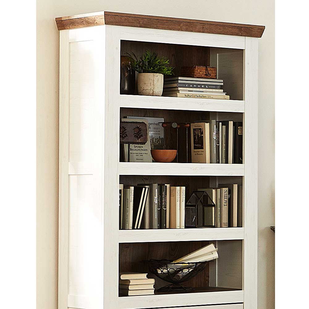 Bücherregal Piscinia in Weiß mit drei Schubladen