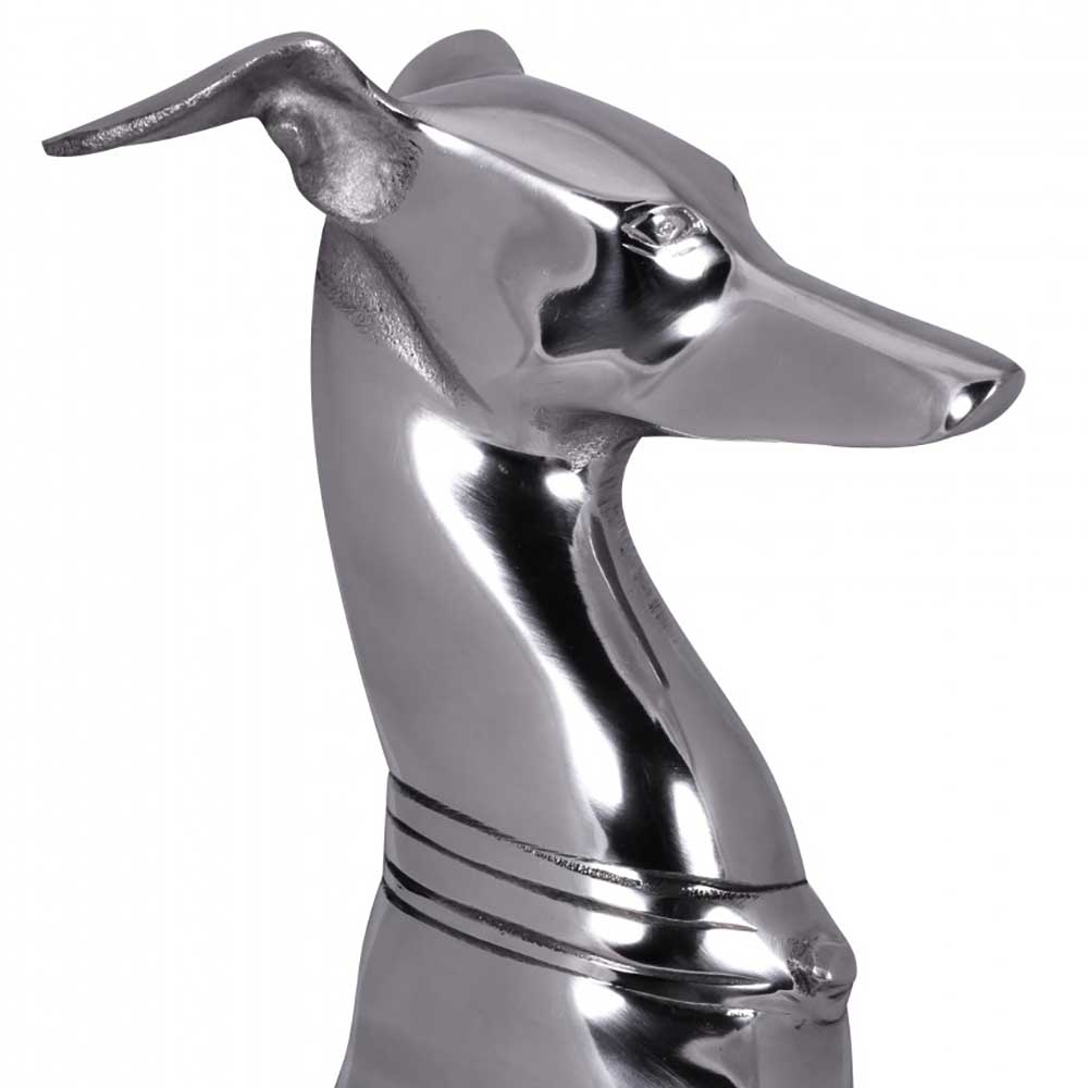 Deko Figur Hund Borad aus Metall in Silberfarben