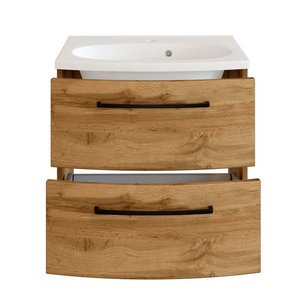 Waschtischkonsole Longos in Wildeiche Holzoptik mit zwei Schubladen