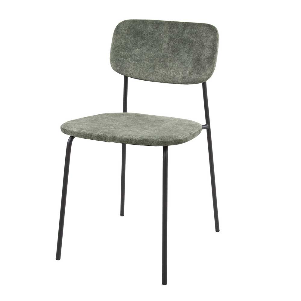 Esstisch Stühle dunkelgrün Cesario in modernem Design mit Metallgestell (4er Set)