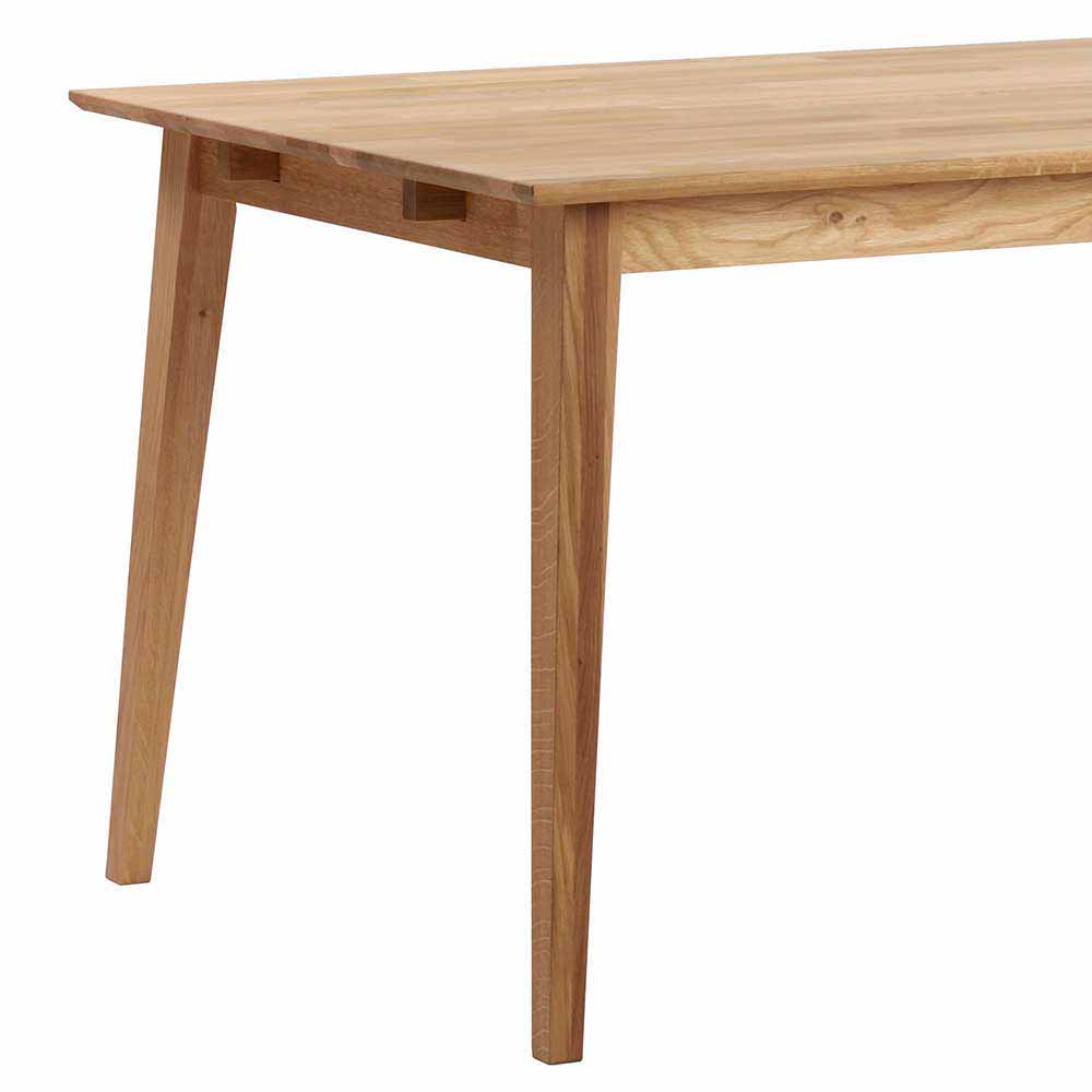 Massivholztisch mit Stühlen Mateon aus Eiche geölt Grau meliert (siebenteilig)
