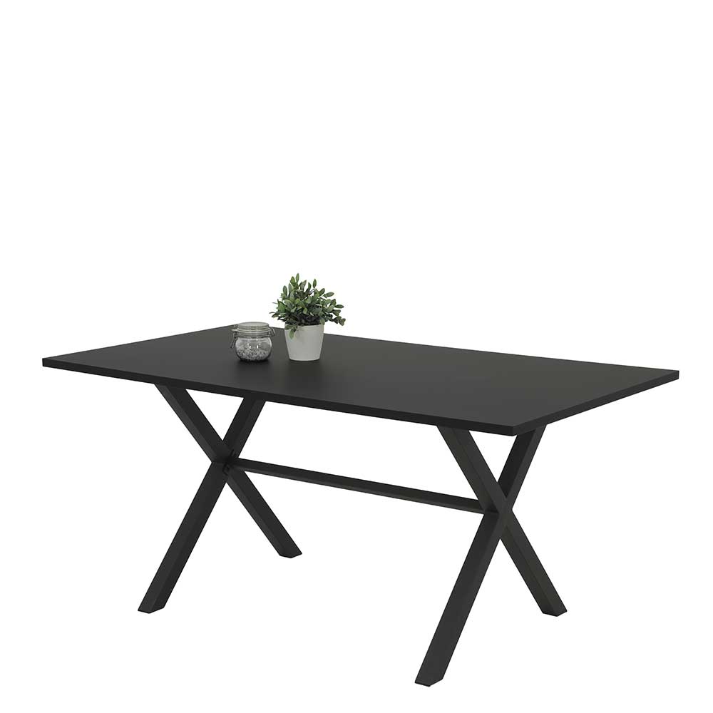 Moderner Tisch für die Küche Merana in Schwarz 160 cm breit