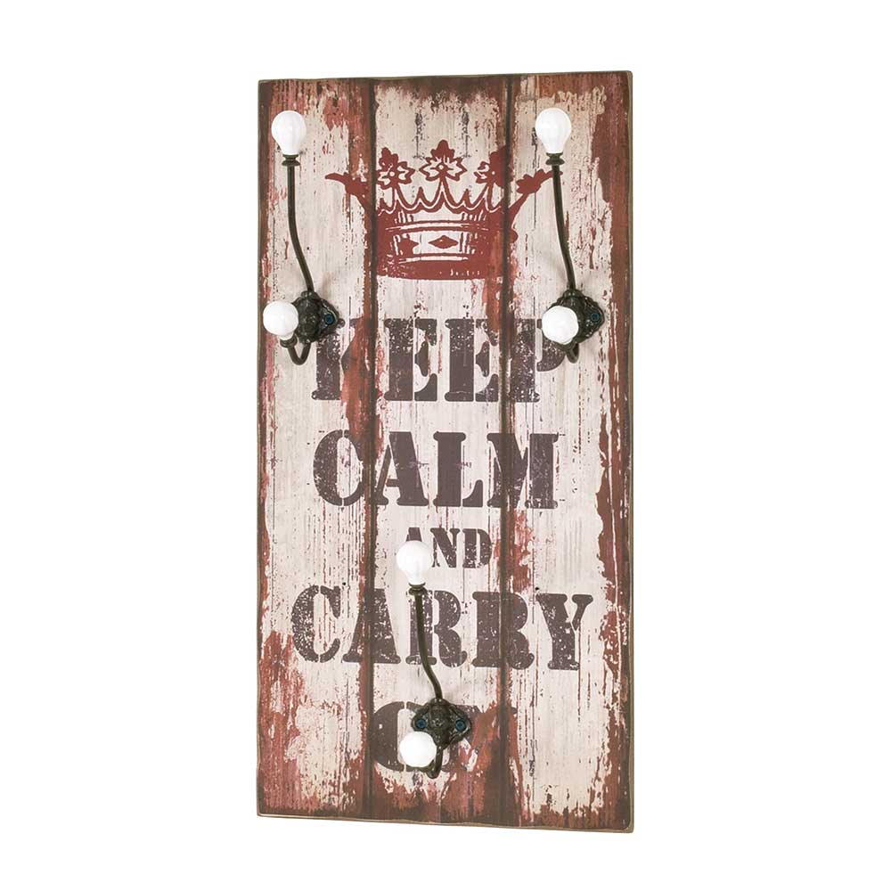 Wandgarderobe Abid mit Spruch Keep calm and carry on