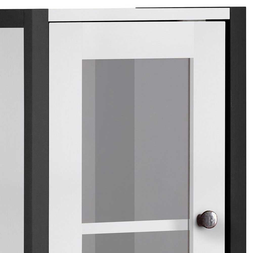 Badezimmer Hängeschrank Dyvarel in Schwarz und Weiß mit Glastür