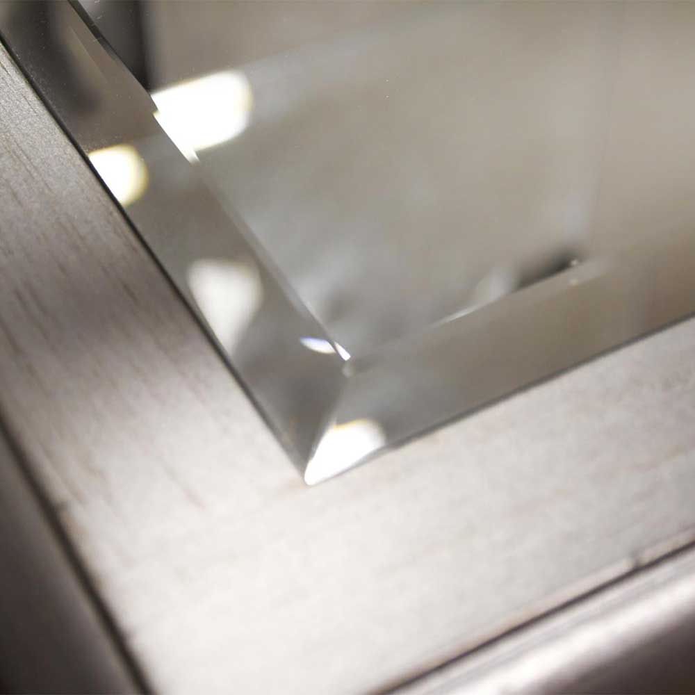 Design Schreibtisch Rhodos in Silberfarben glasbeschichtet