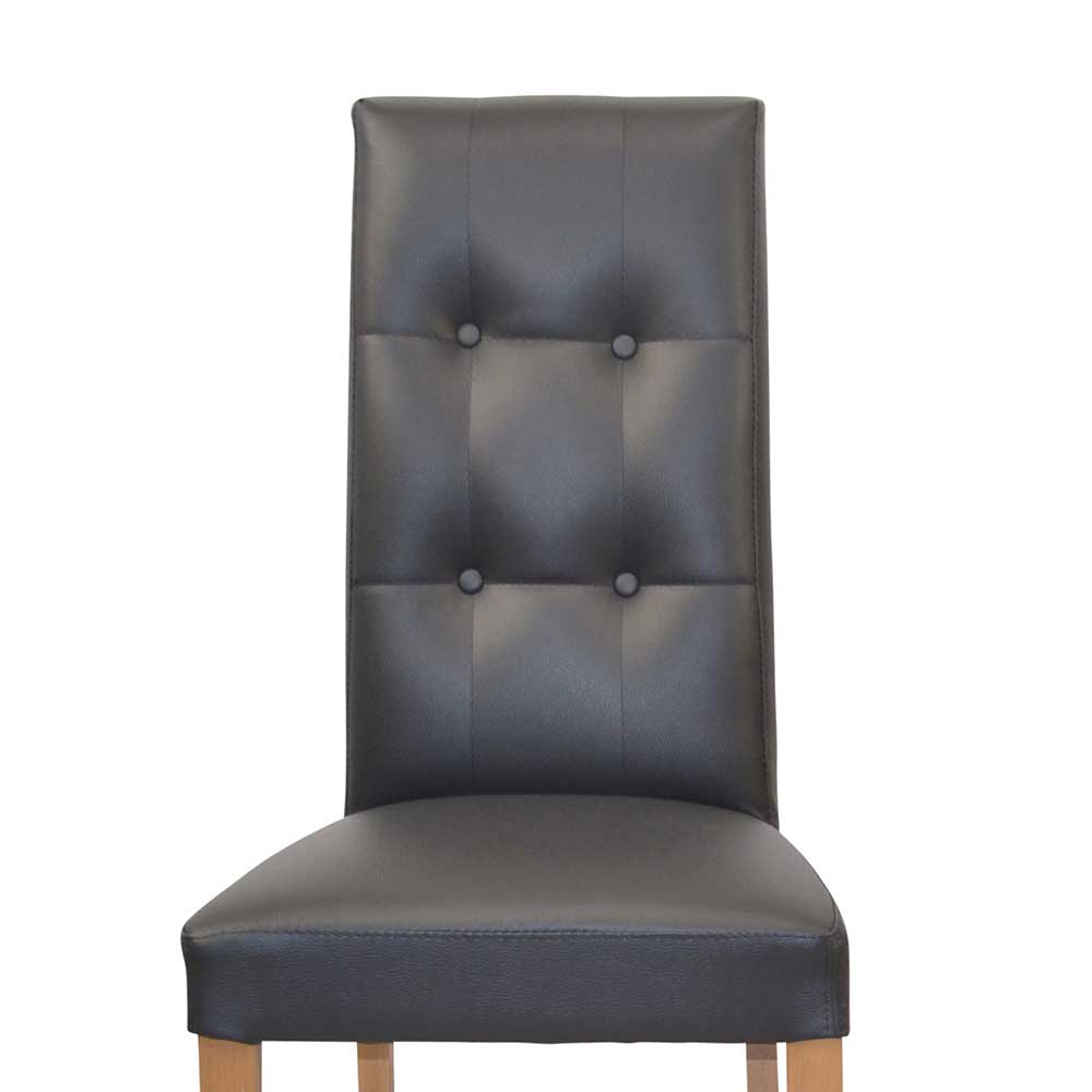 Esszimmer Stühle Alwin in Schwarz mit Gestell aus Massivholz (2er Set)