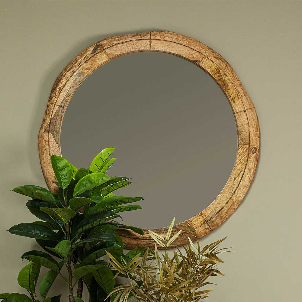 Rustikaler Spiegel Meena mit Holzrahmen 100 cm breit