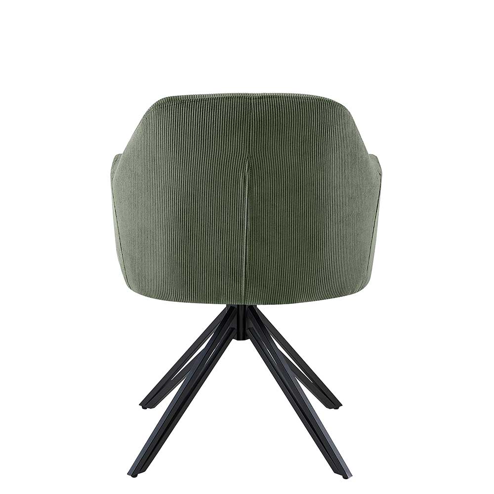 Drehbare Esstisch Stühle Thaiti in Grün mit Armlehnen (2er Set)