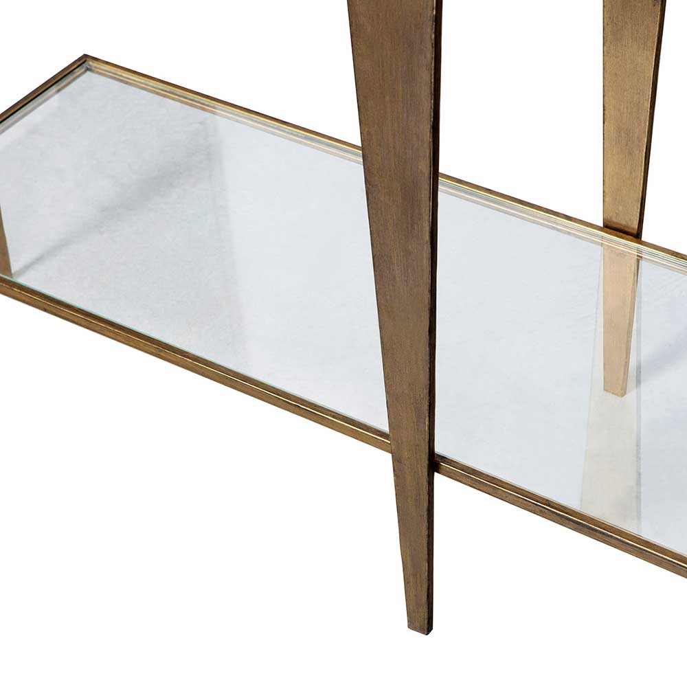Konsolen Tisch Hortenza aus Metall und Glas 101 cm hoch