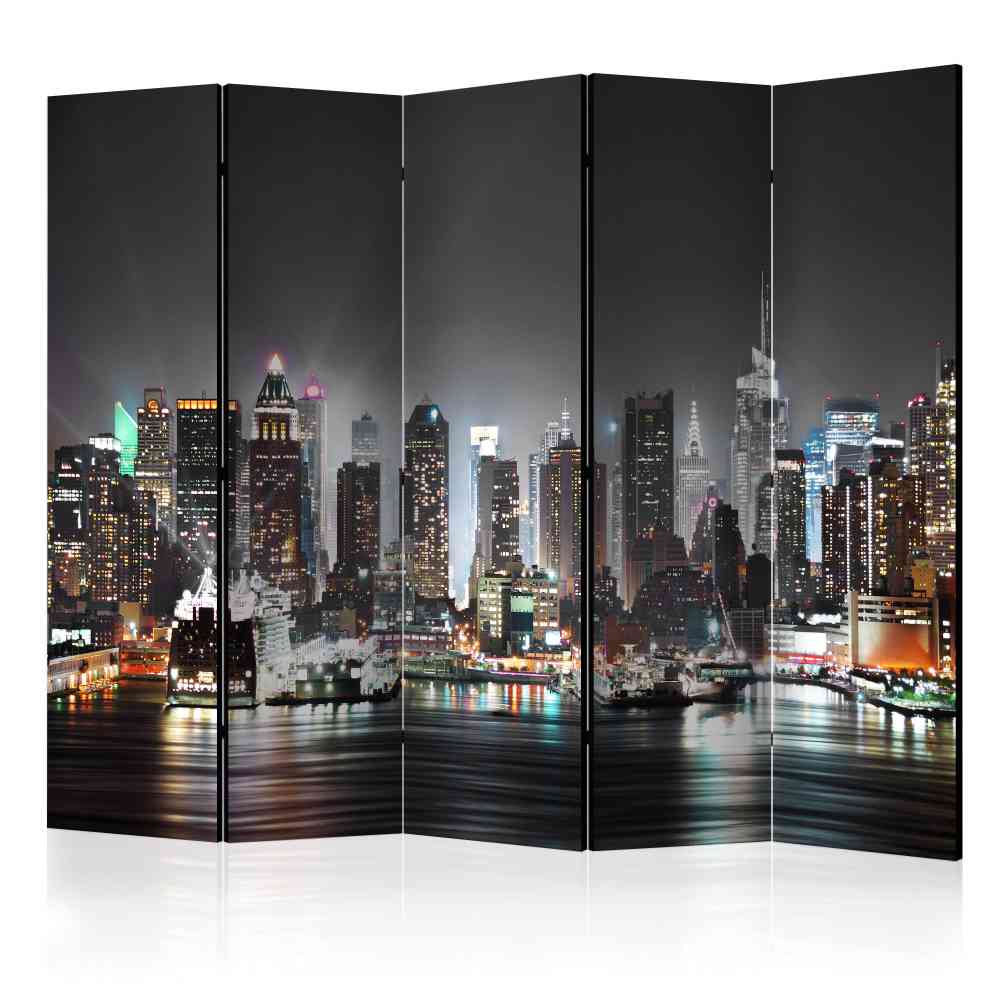 Paravent Raumteiler Ivonas mit New York bei Nacht Motiv 225 cm breit