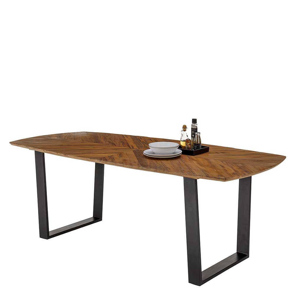 Tisch Esszimmer Dubana aus Salbaum Recyclingholz mit Bügelgestell