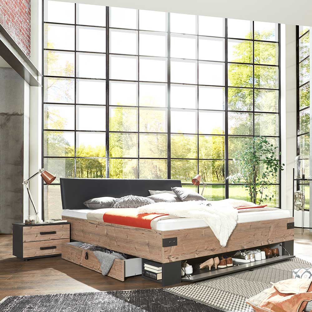 Schlafzimmermöbel modern Vedra im Industrie Stil Made in Germany (vierteilig)
