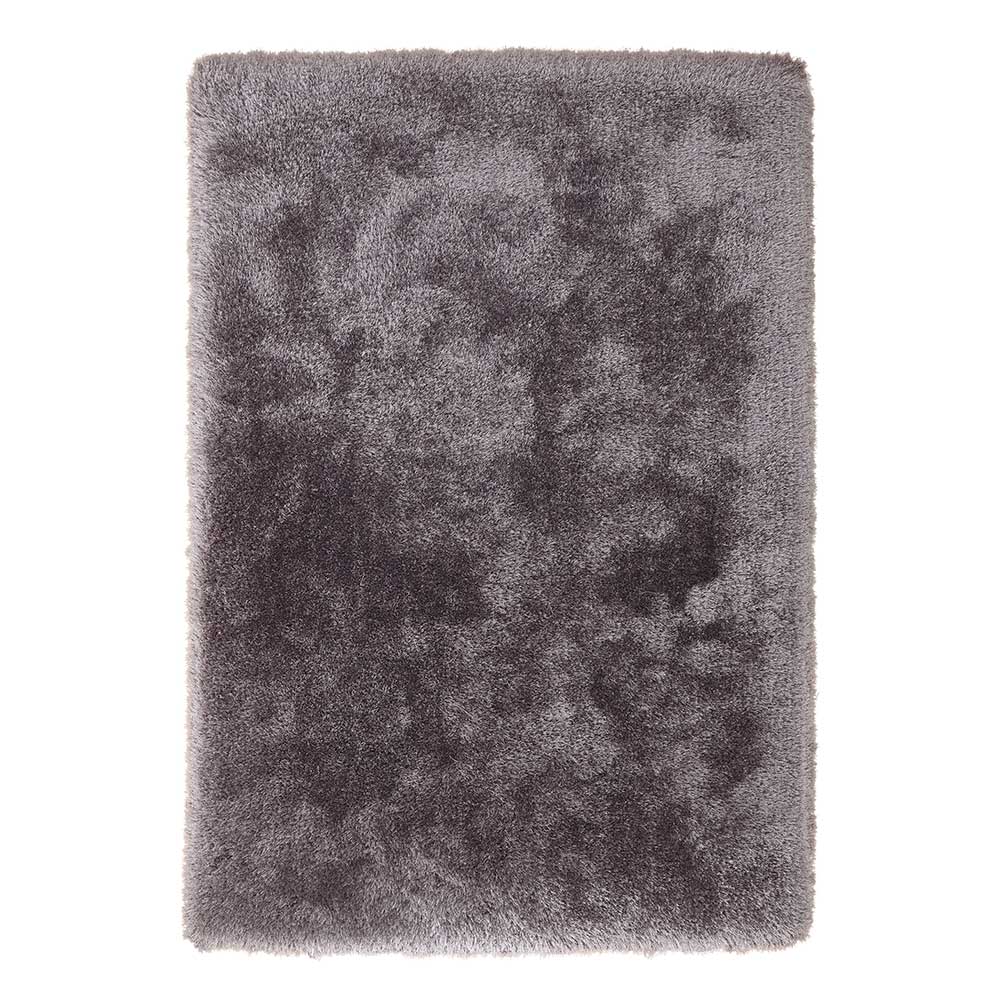 Hochflor Teppich Fiore in Silberfarben 9 cm hoch