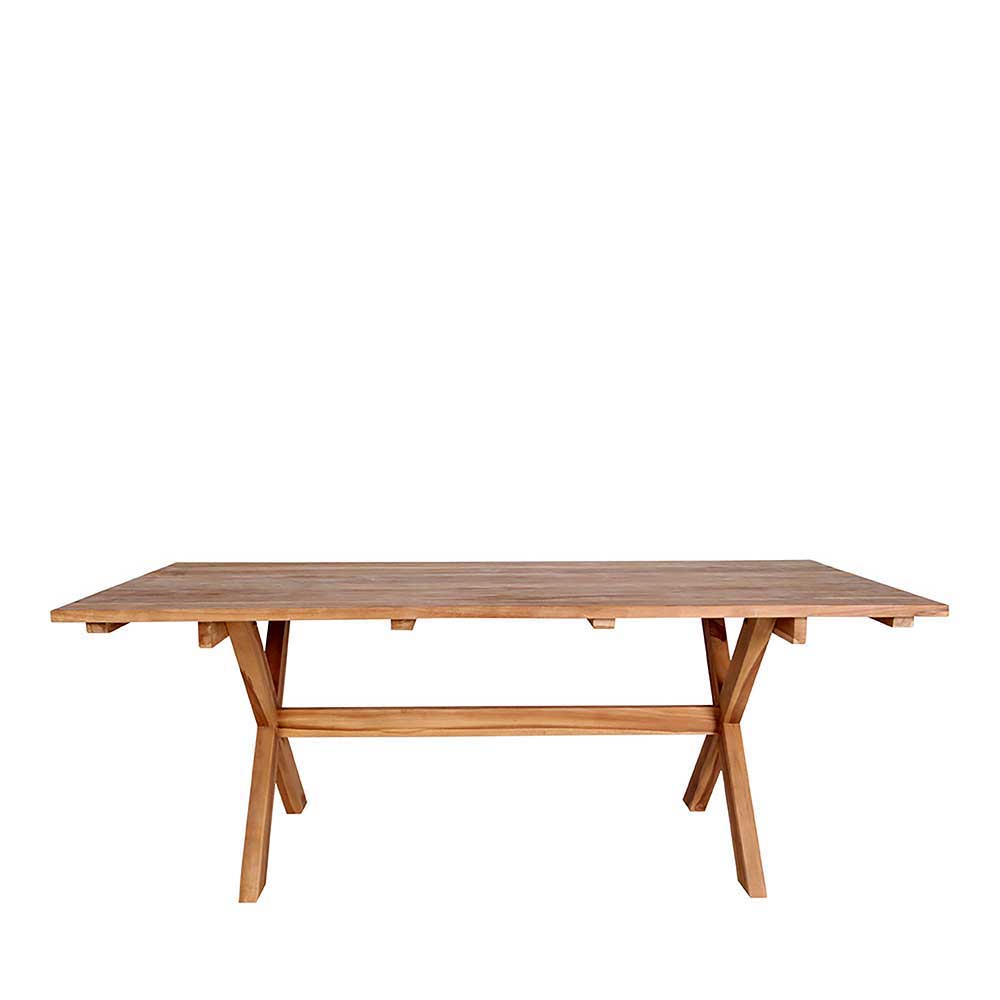 Moderne Sitzgruppe Fredira Kunstrattan Stühle Teakholz Tisch (siebenteilig)
