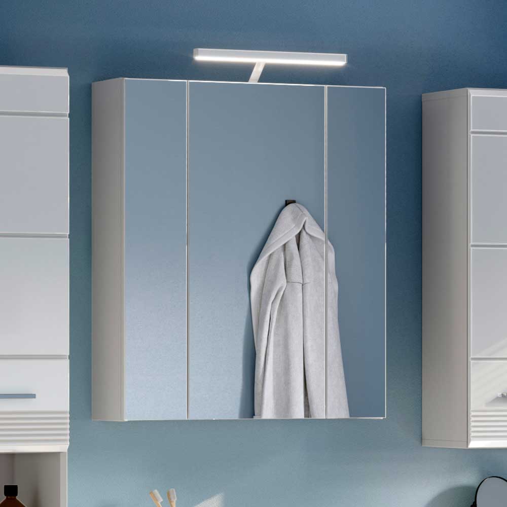 3 türiger Badezimmer Spiegelschrank Alessia in Weiß 60 cm breit