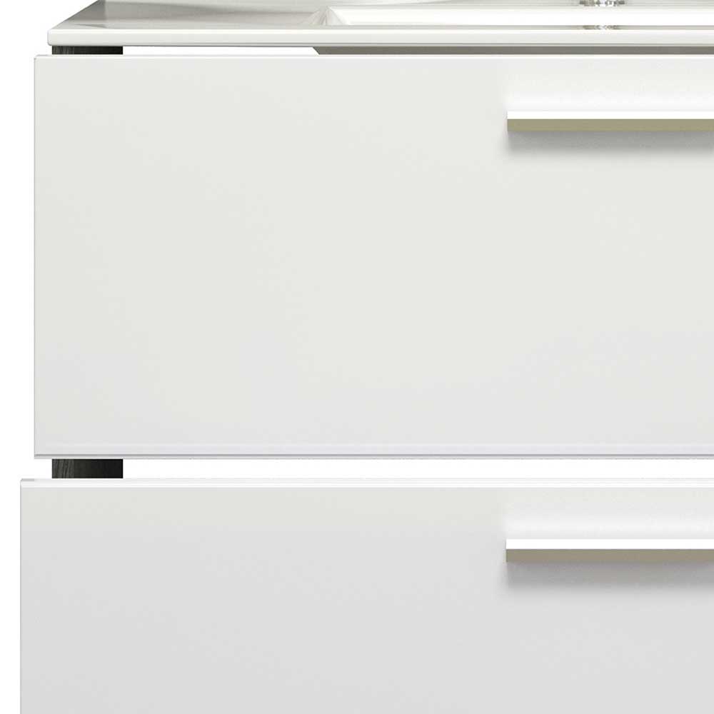 Badmöbel Set Cisca in modernem Design - Weiß und Holzoptik Silbergrau (dreiteilig)