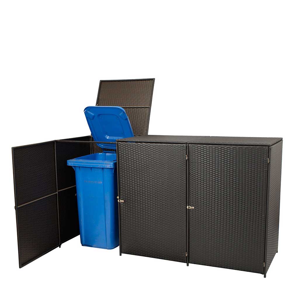 Mülltonnenbox Eraldo aus Kunstrattan und Stahl