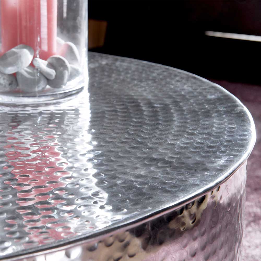 Aluminium Designer Tisch Lyanez im orientalischen Stil in Hammerschlag Optik