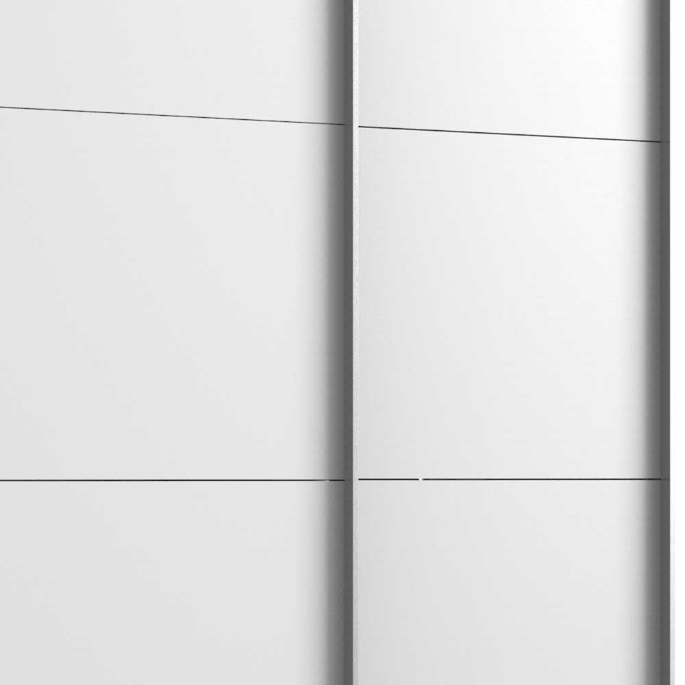 Weißer Schwebetürenschrank Akstinio 270 cm breit mit Metallgriffen