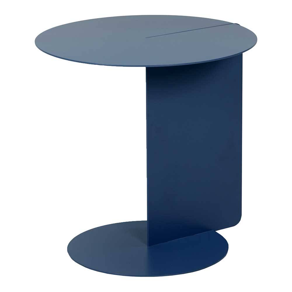 Blauer Beistelltisch Ingbo im Skandi Design aus pulverbeschichtetem Stahl