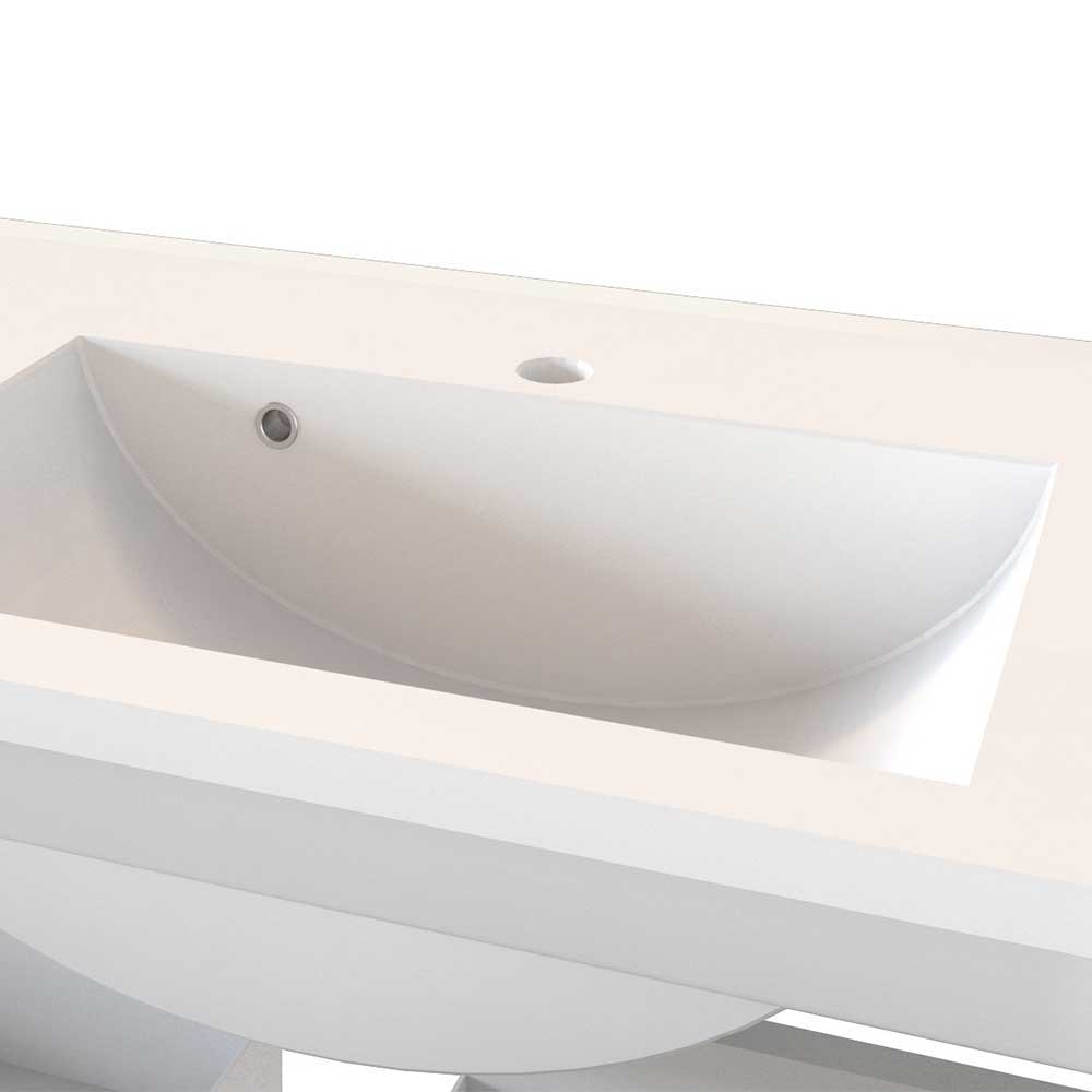 Waschraum Möbelset Vidorella in Weiß und Wildeiche Optik modern (fünfteilig)