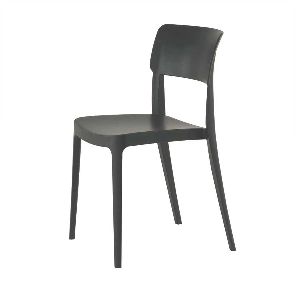 Kunststoff Stühle Anthrazit Gestrov in modernem Design stapelbar (4er Set)