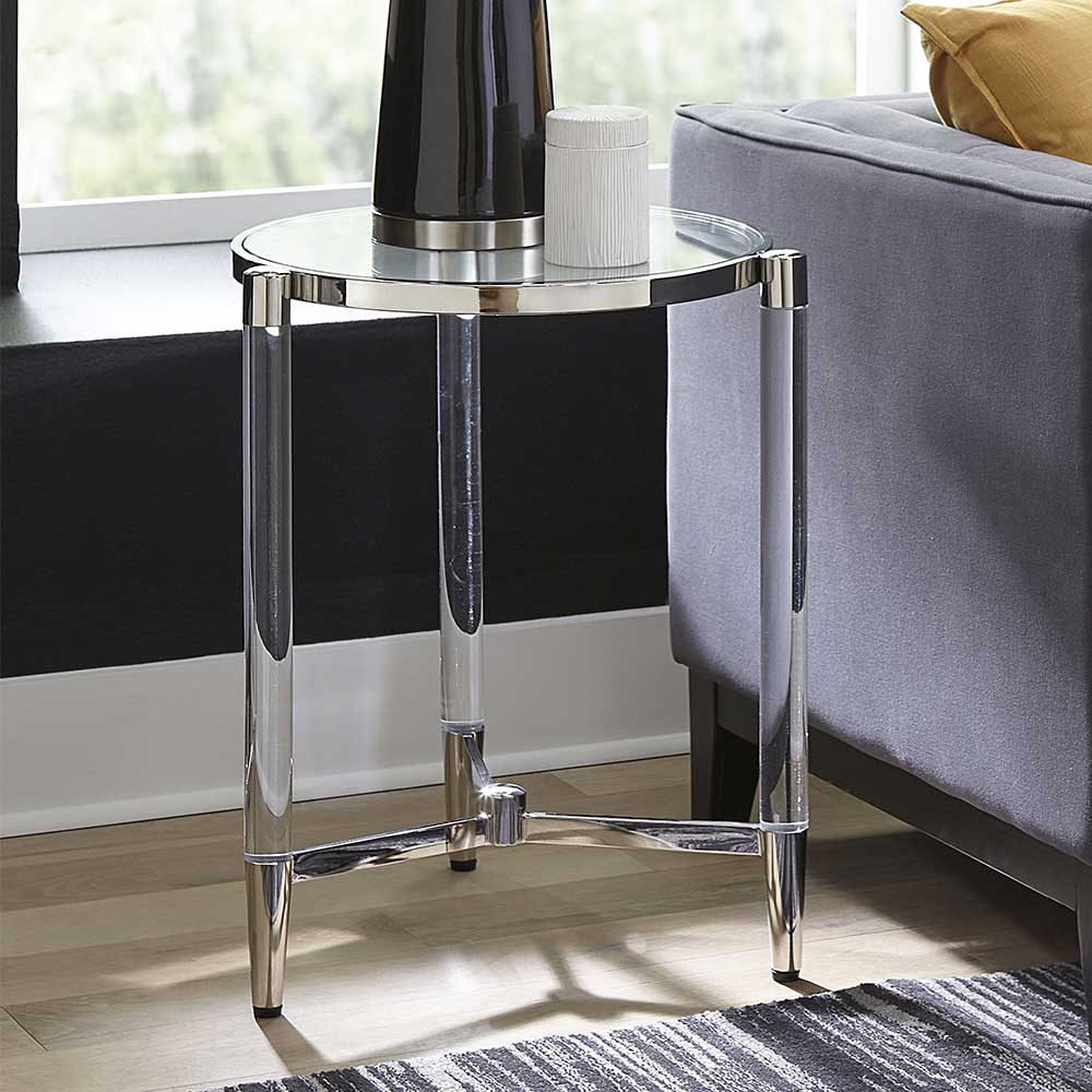 Glas Tisch Abla mit Dreifußgestell in modernem Design