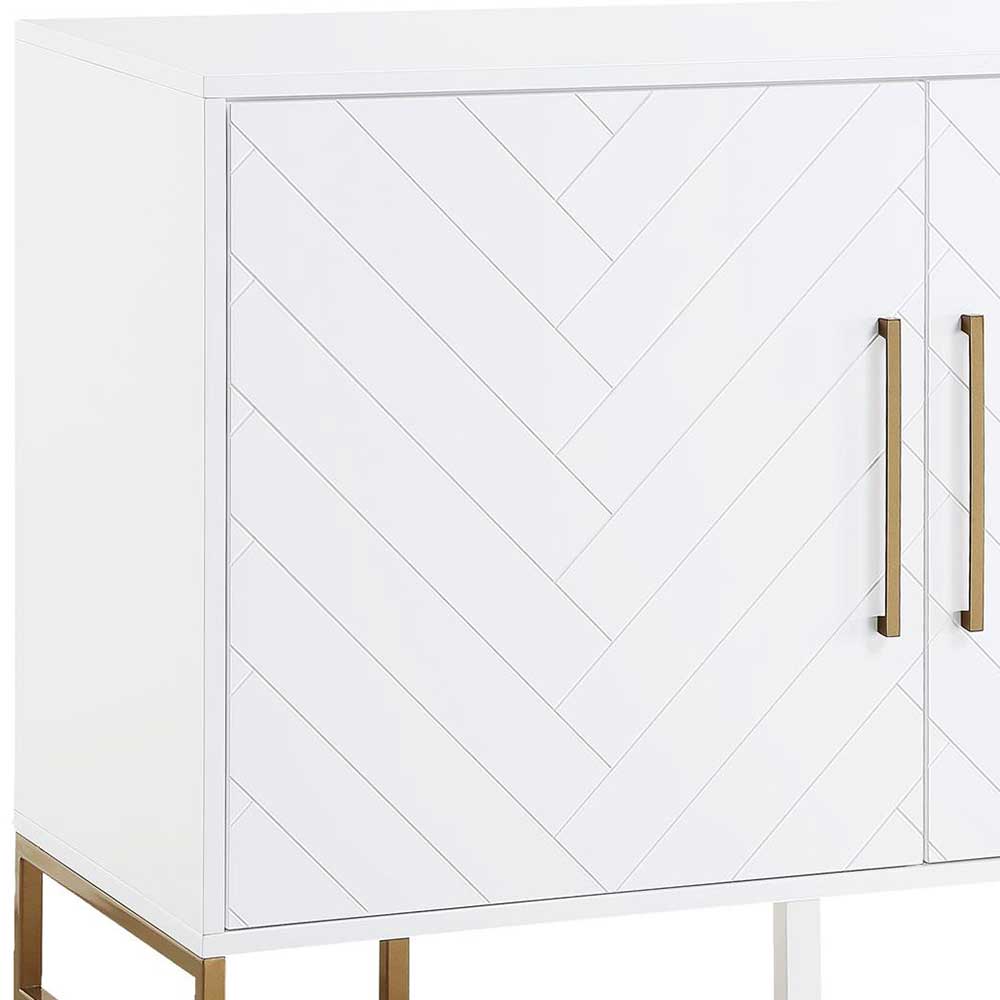 Weißes Sideboard Botein in modernem Design mit Bügelgestell aus Metall