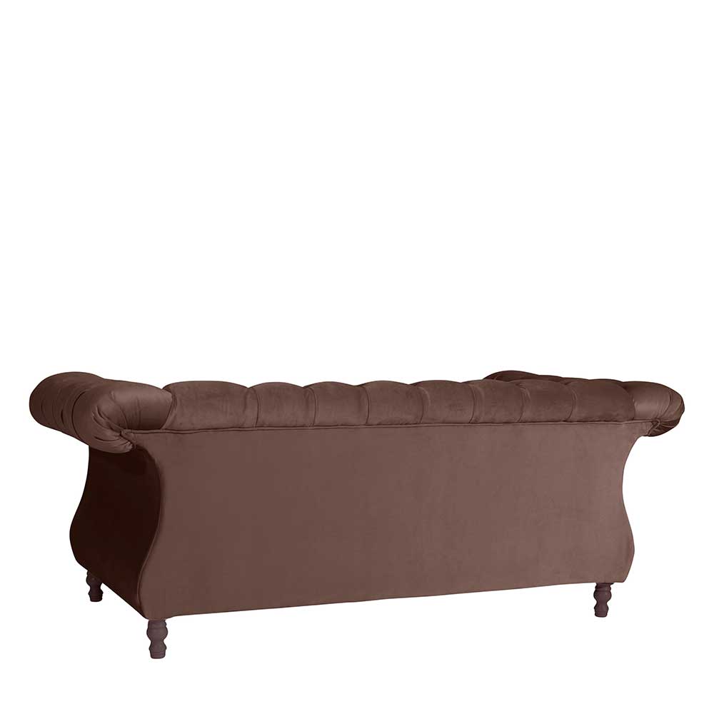 Samtvelours Wohnzimmer Couch braun Rennia im Barockstil 200 cm breit