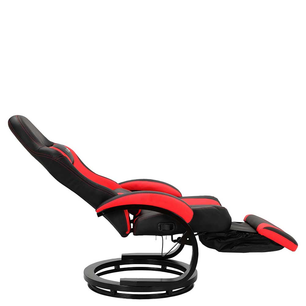 Gaming Sessel Perlina in Schwarz und Rot mit Liegefunktion