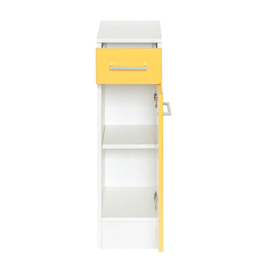 Modernes Badmöbel Set Stredan in Gelb und Weiß 85 cm breit (dreiteilig)