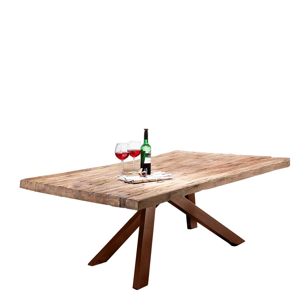 Esszimmer Tisch Futriva aus Teak Massivholz und Metall lackiert