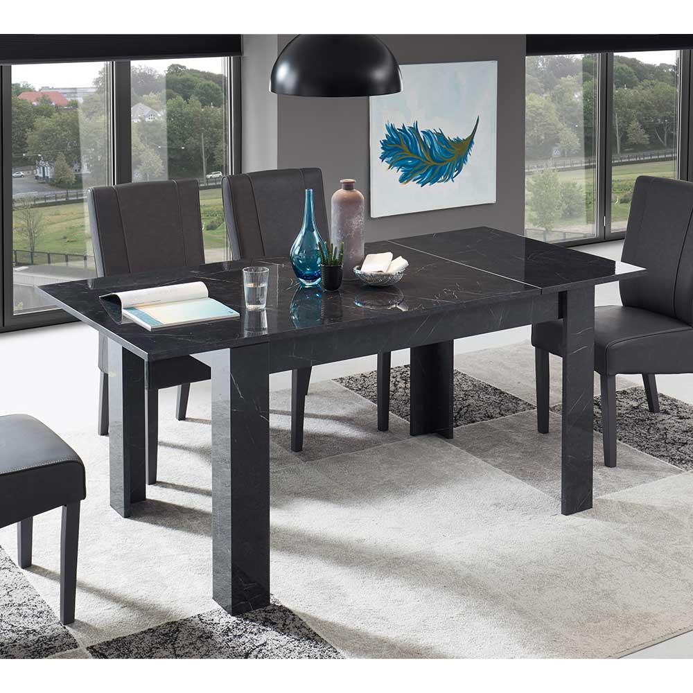 Hochglanz Tisch Esszimmer Travura in Schwarz Marmor Optik