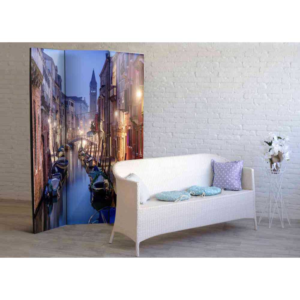 Paravent Raumteiler Itsuko mit Venedig bei Nacht Motiv 135 cm breit