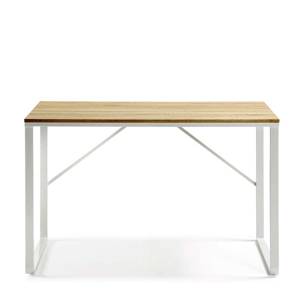 Schreibtisch Finesto in Weiß und Naturfarben 120 cm breit