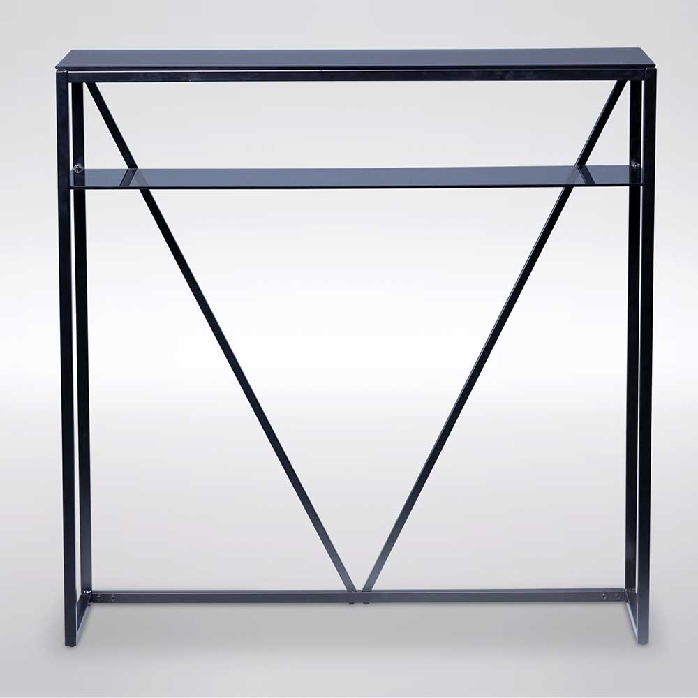 Konsolen Tisch Vulias in Schwarz & Grau aus Metall und Glas