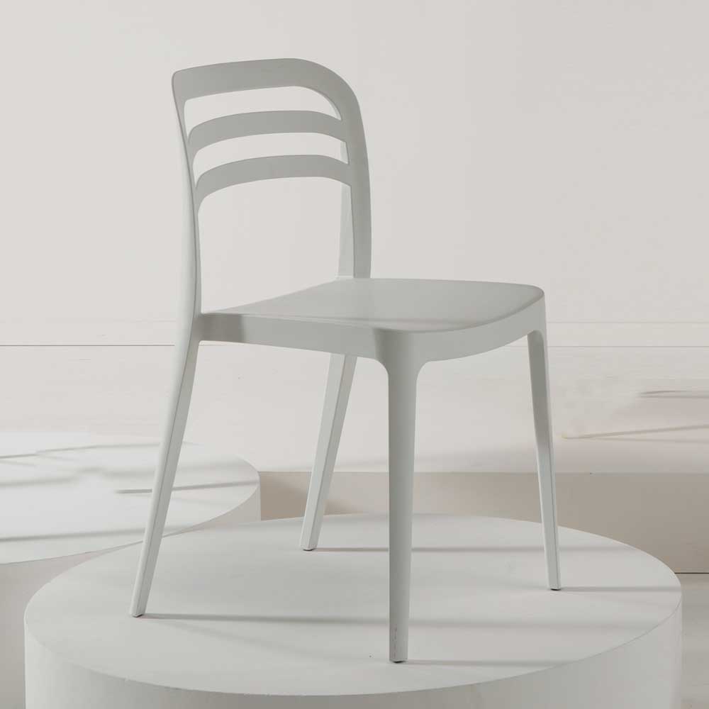 Weiße Kunststoffstühle Haru in modernem Design In- und Outdoor (4er Set)