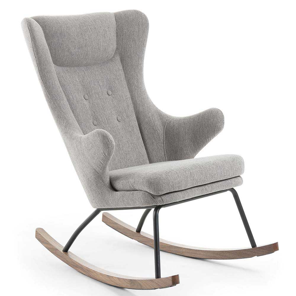 Designer Sessel Pengura in Grau Stoff mit Schaukelfunktion