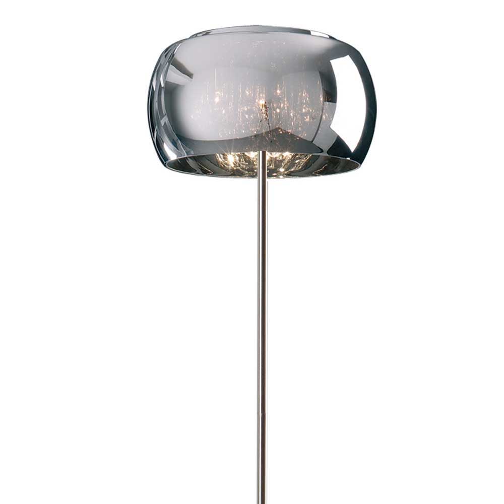 Stehlampe Mantua aus verspiegeltem Glas mit Glastropfen