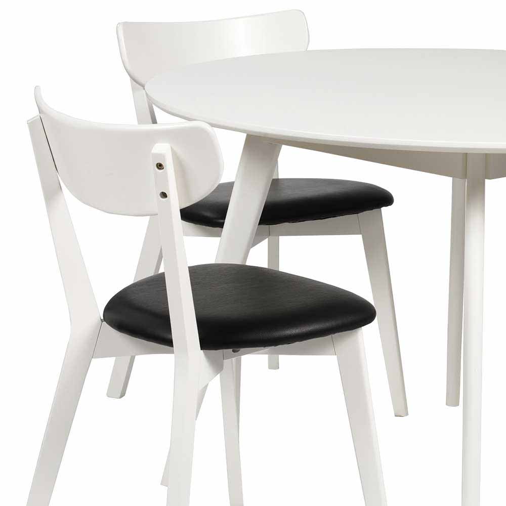 Esszimmergruppe Procenta in Weiß Schwarz mit rundem Tisch (fünfteilig)